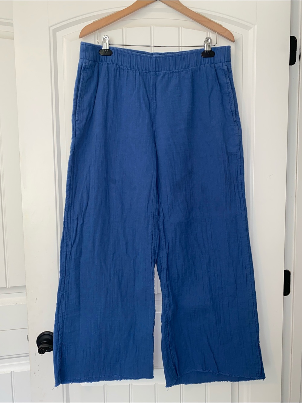 Old Navy Women's Wide Leg Gauze Linen-Blend Blue Size Large (read description)